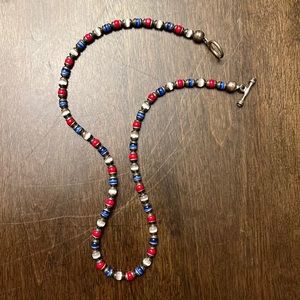 Red White and Blue Glass Beaded Necklace